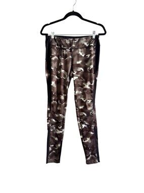 Avia Camo Print Athletic Leggings Stretch Black/Gray Activewear Pants Womens M
